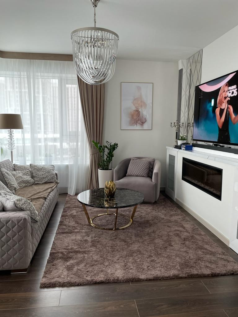 Фото готового интерьера кухни-гостиной ЖК Ботанический сад г. Москва