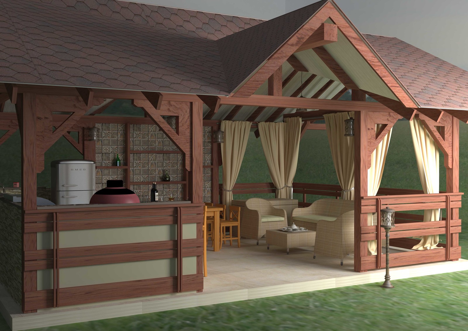 Летняя кухня с барбекю