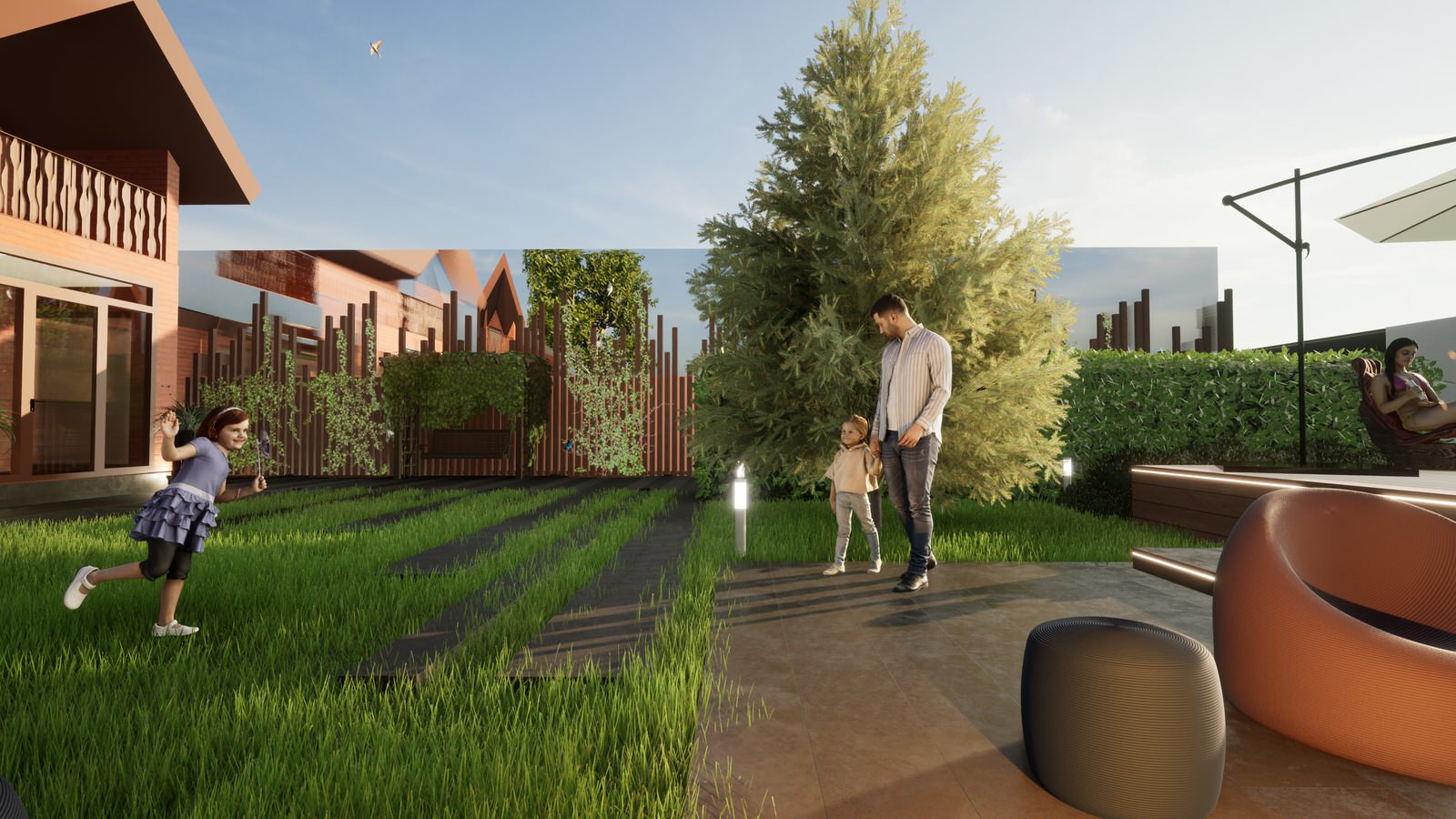 Коттедж ЖСК Горелый Хутор, Ландшафтный дизайн участка 6 соток