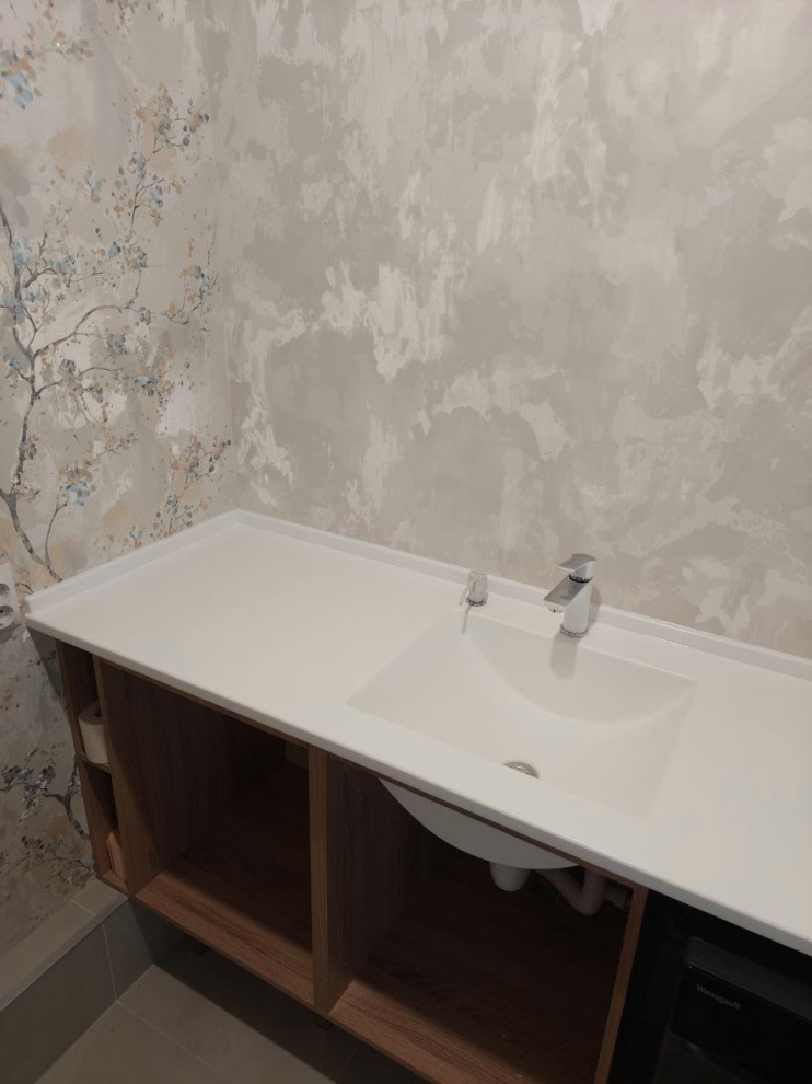 Акриловая столешница и мойка в ванную комнату