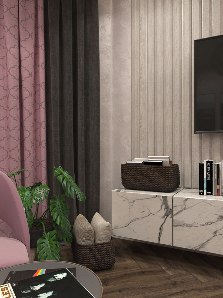 Прихожая с гостиной в однокомнатной квартире