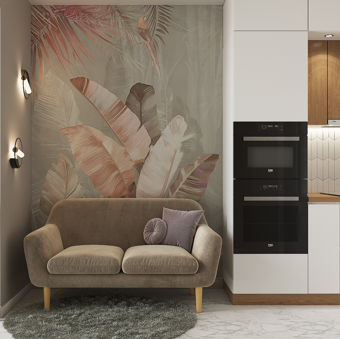 Двухкомнатная квартира с гостиной-холлом