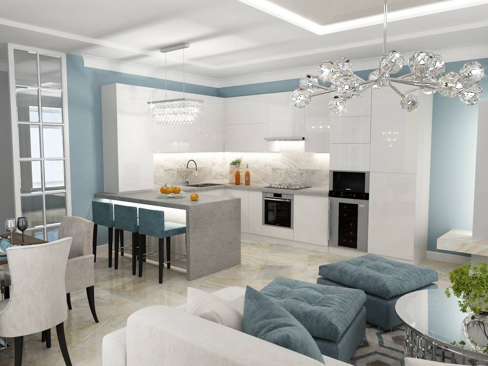 Гостиная-кухня  Современная классика