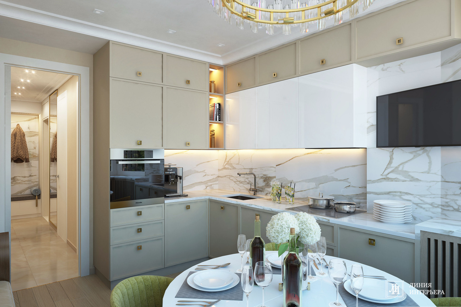Интерьер кухни в светлых тонах