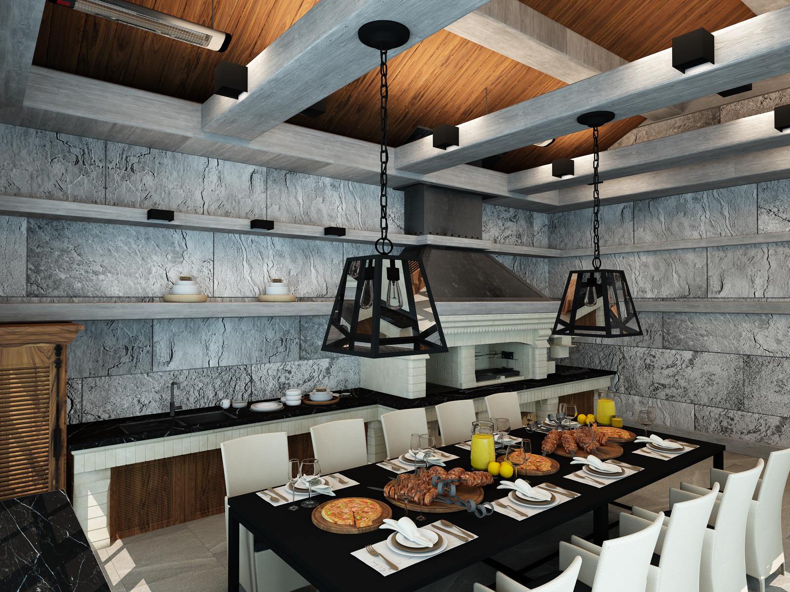 Обложка проекта: закрытая, тёплая беседка - барбекю