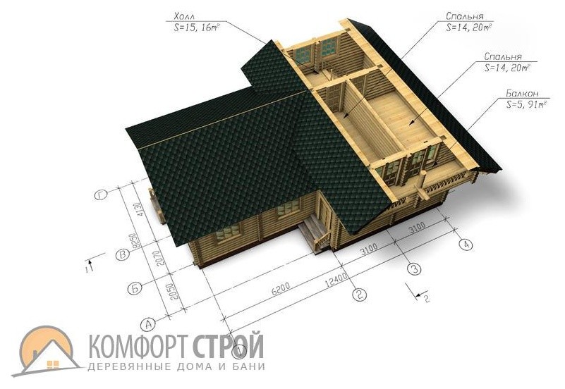 Дом-баня с бассейном 130.11 м2 8.25х12.4