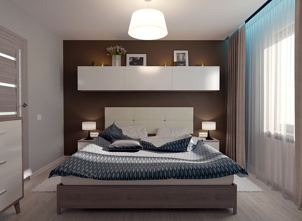 3d визуализация спальной комнаты для молодой пары