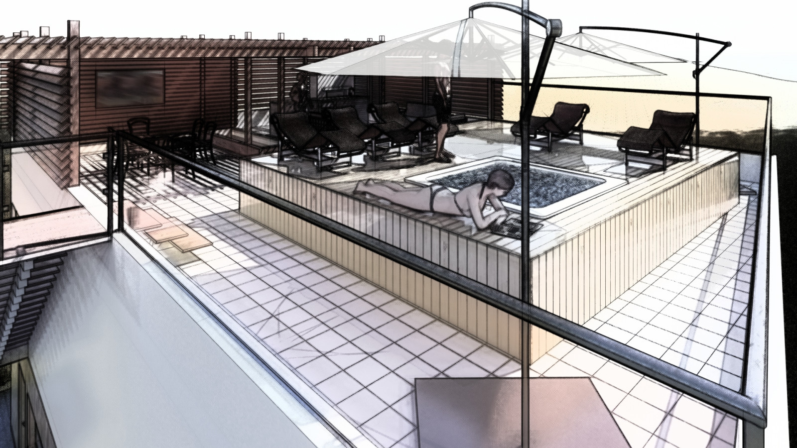 Проект организации пространства эксплуатируемой кровли в Сочи (руч.Видный)