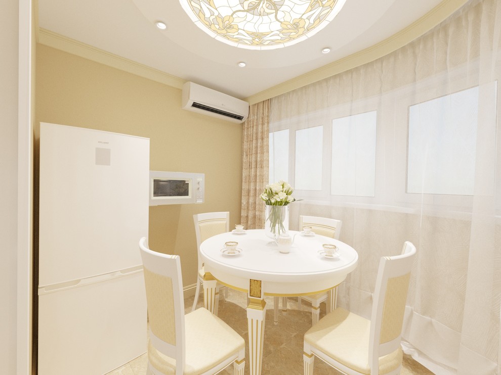 Кухня совмещенная с балконом в классическом стиле