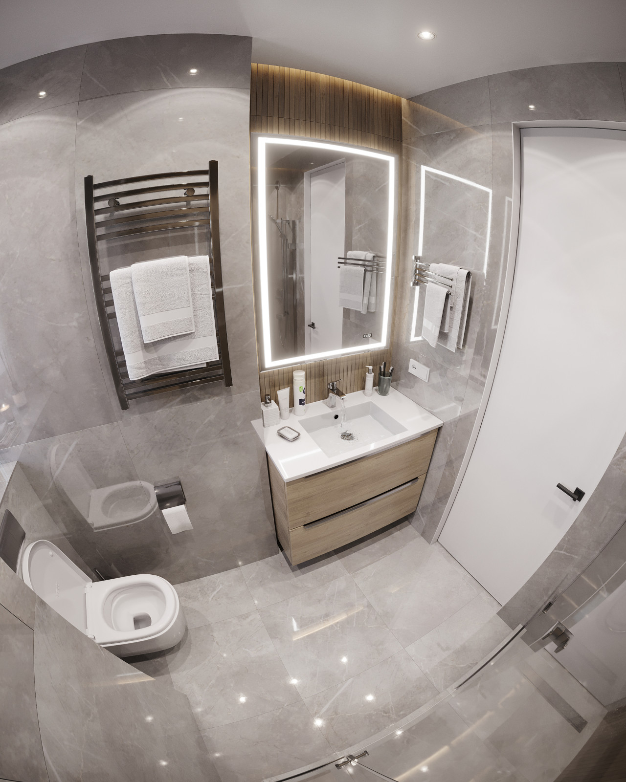 Дизайн и 3д-визуализация санузлов в ЖК Преображение