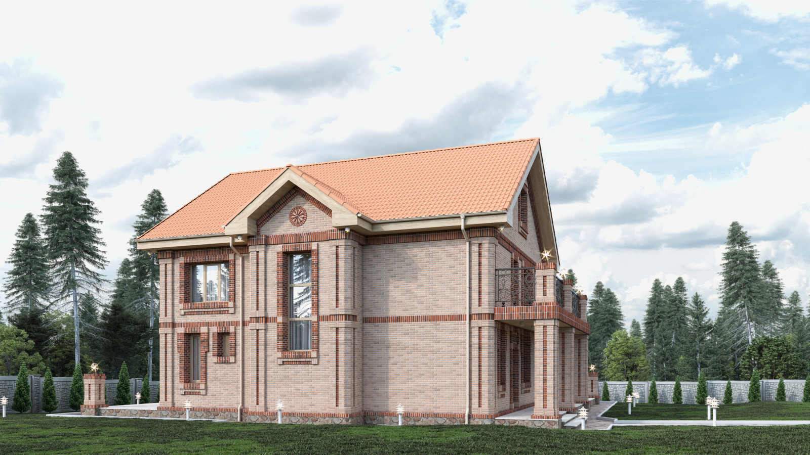 Обложка проекта: Дизайн коттеджа из кирпича в пригороде г. Артема