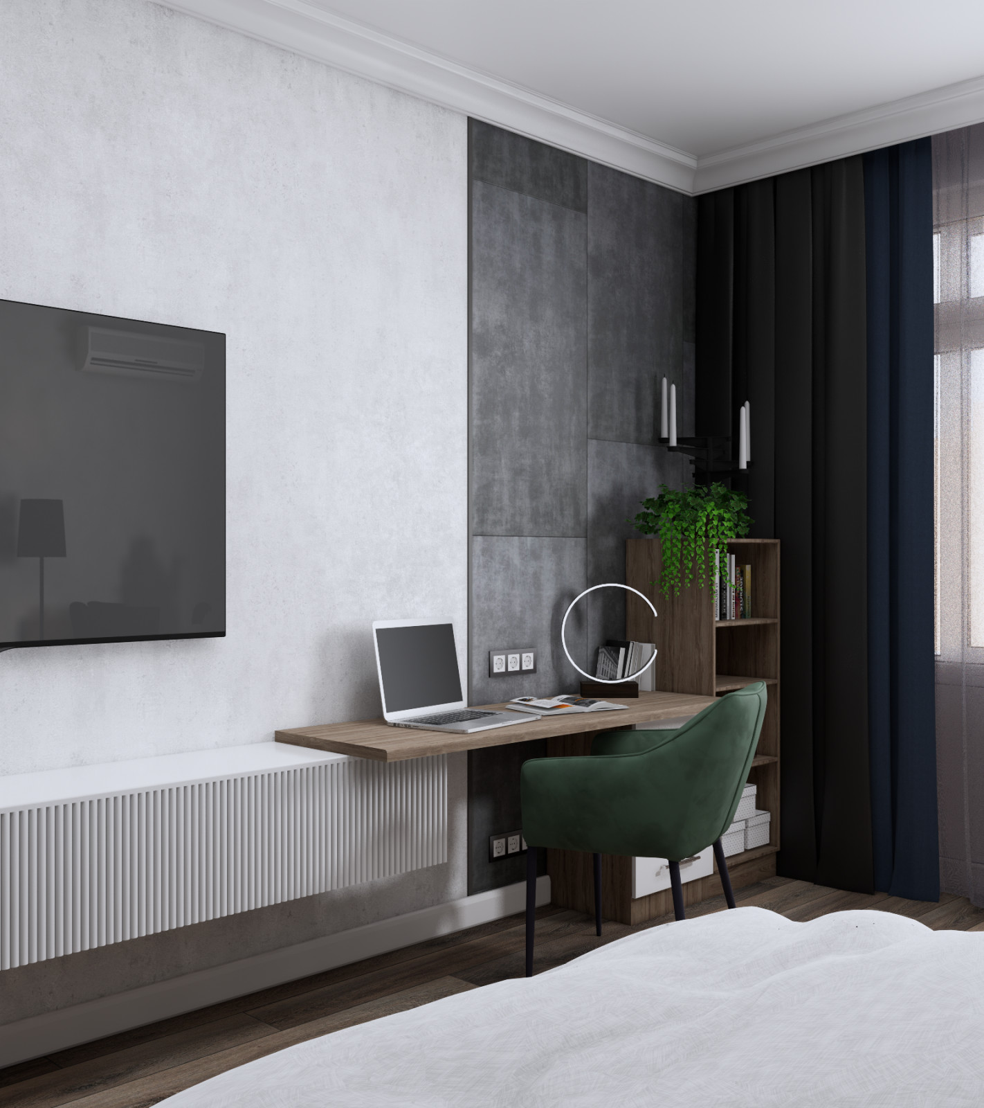 Спальня, вид на рабочее место