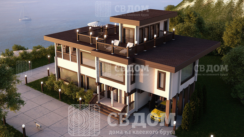 3-х этажные дома из клееного бруса