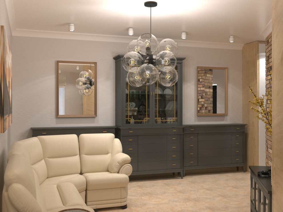 Кухня-гостиная сложной конфигурации