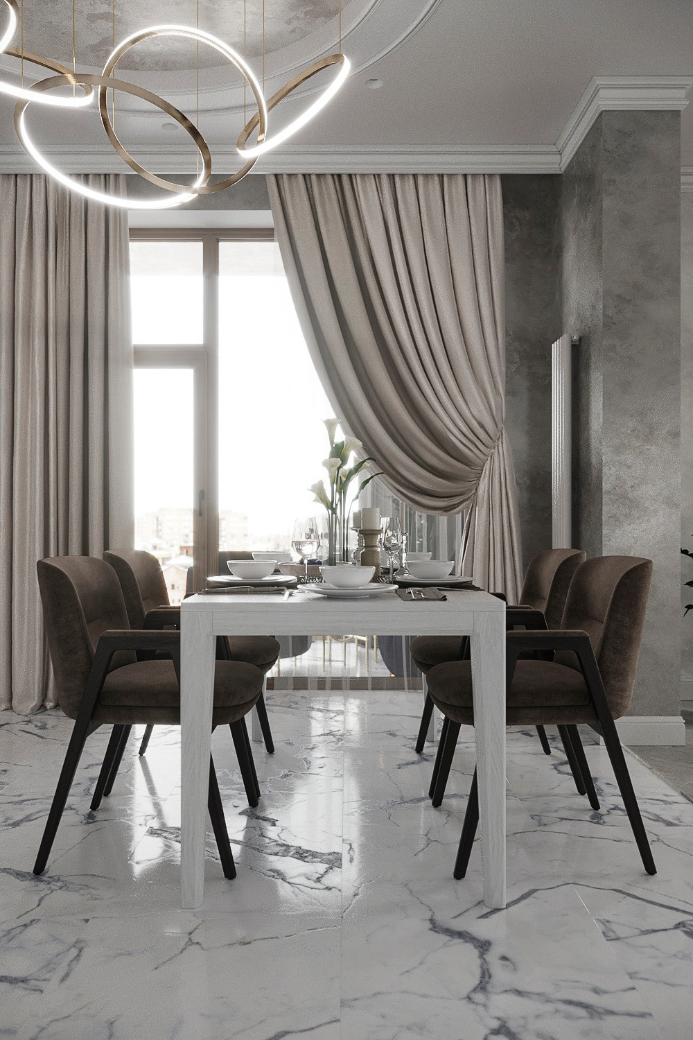 Гостиная-столовая ЖК Макаровский, Екатеринбург.