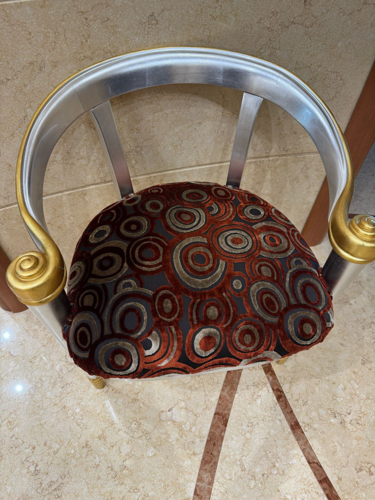 Обложка проекта: Перетяжка кресла и пуфа шинилом. Подтяжка и добавление ремней, замена поролона