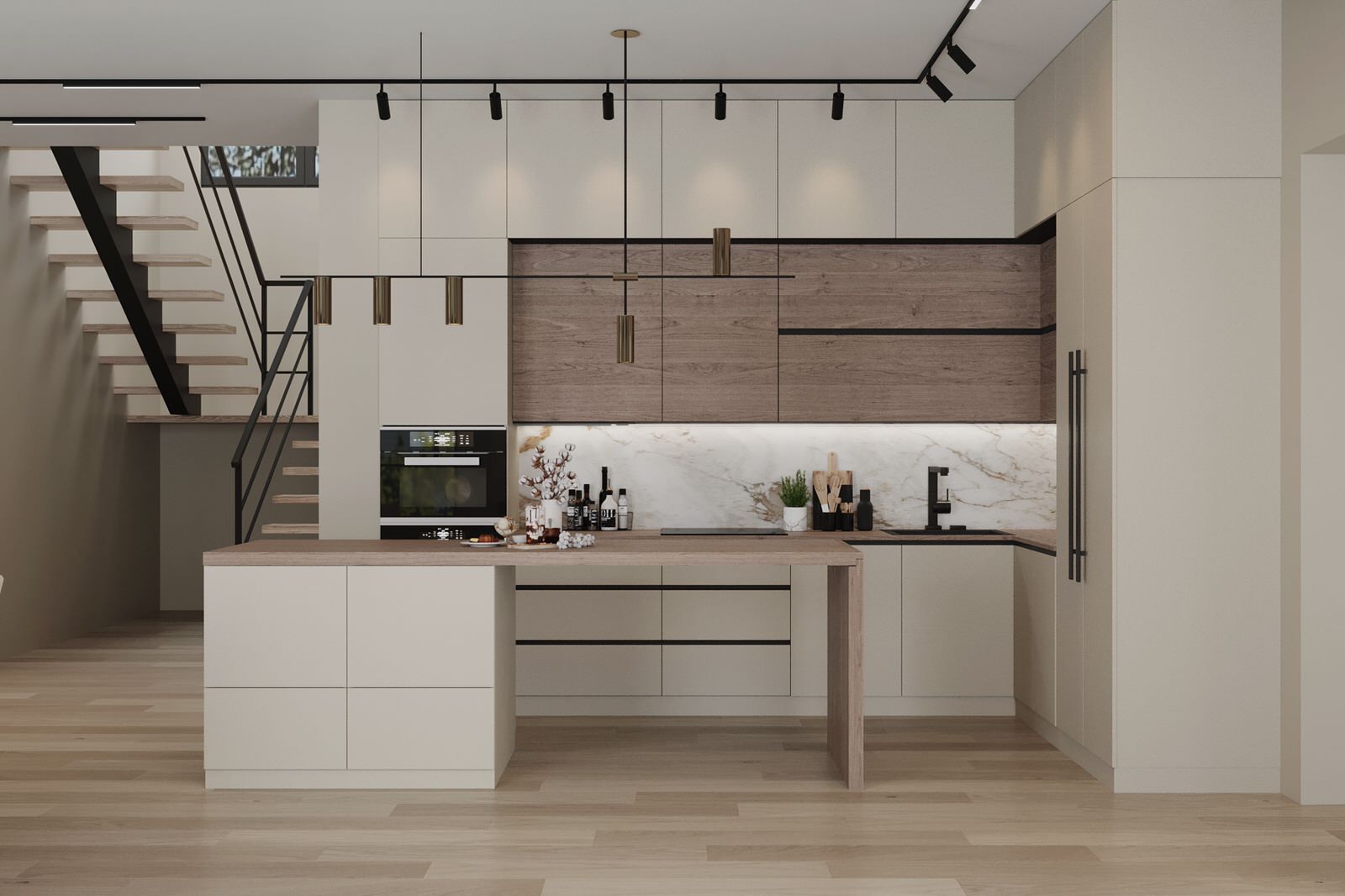 Обложка проекта: Кухня-гостиная в светлых тонах