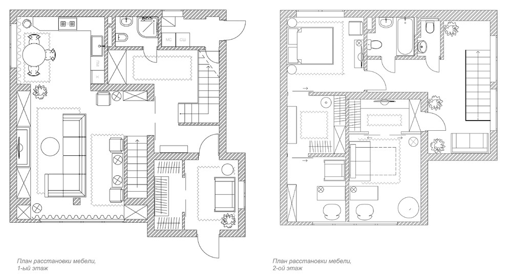 Дом Серпухов, план расстановки мебели