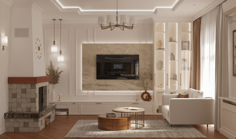 Интерьер гостиной загородного дома