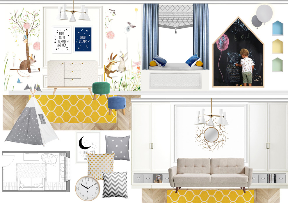 Коллажи к проекту в стиле современной классики для молодой семьи.