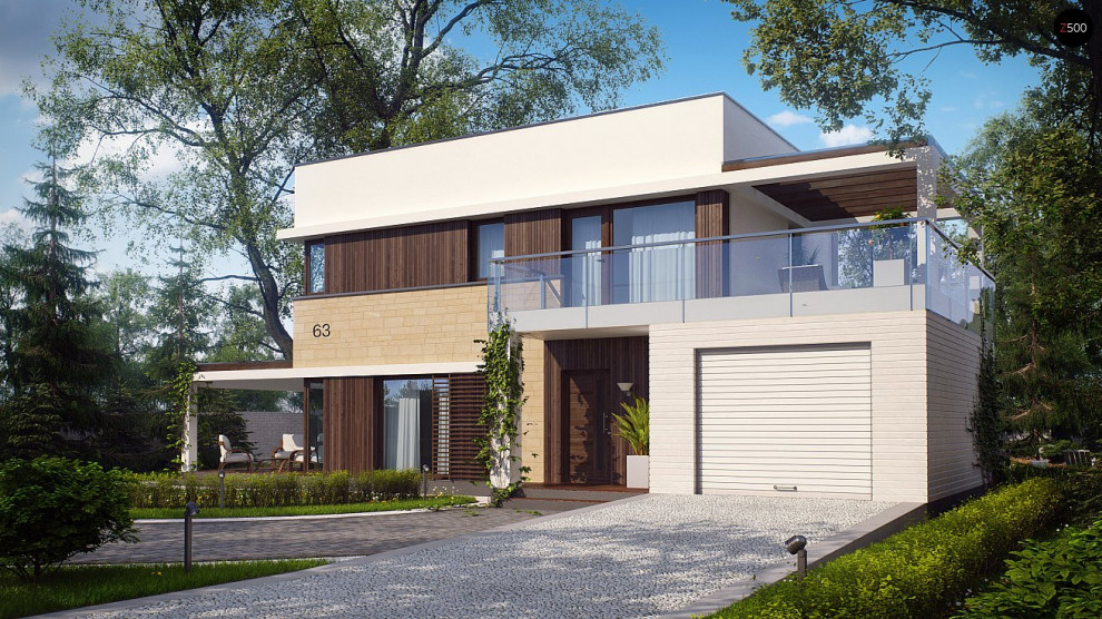 Обложка проекта: Zx63 Современный элегантный дом с гостиной с фронтальной стороны.