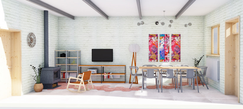 Обложка проекта: Новая просторная кухня столовая 40м2