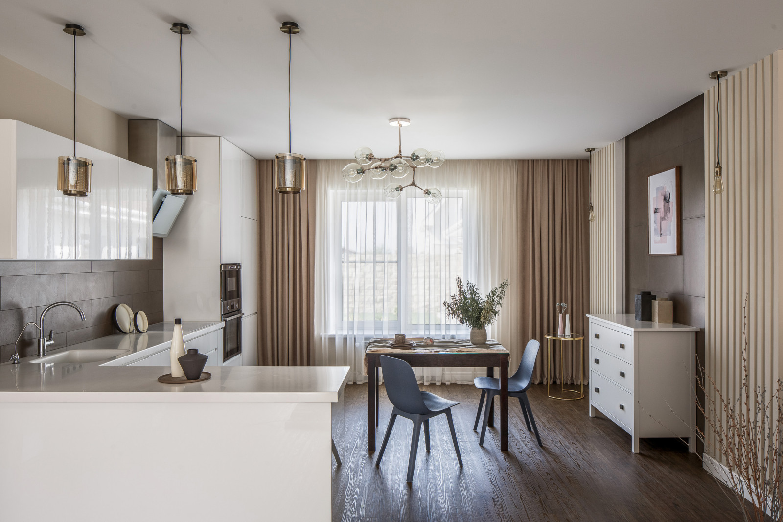 Кухня гостиная из проекта Дом для семьи из 4 человек