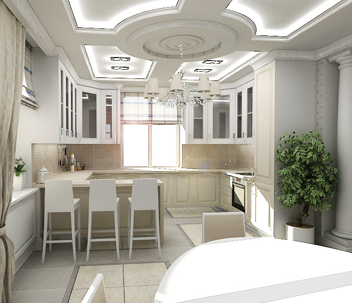 Обложка проекта: Интерьер классической Кухни в загородном коттедже