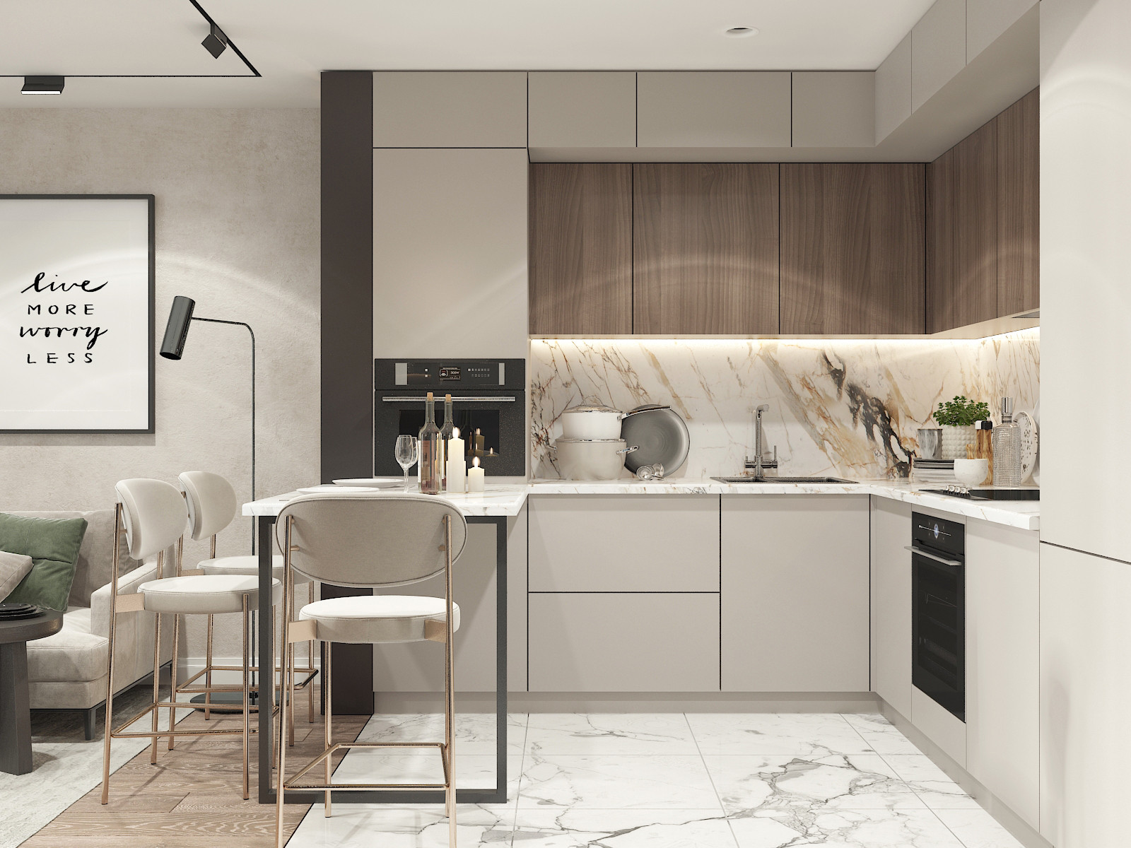 Дизайн-проект однокомнатной квартиры для молодой пары.