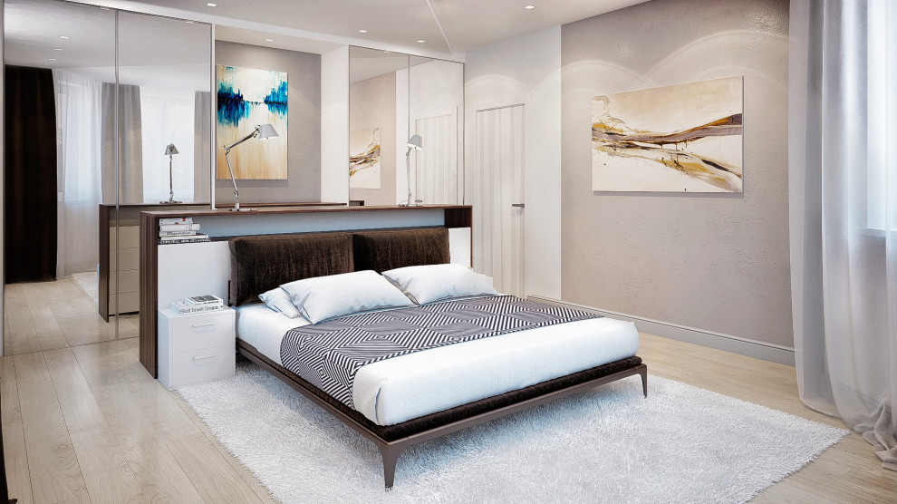 Дизайн интерьера спальни с эркером. Современный стиль.