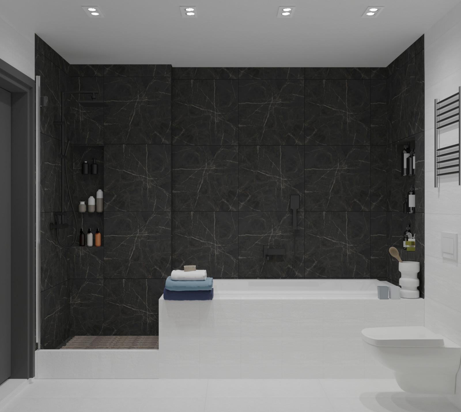 Проект с черными ванными комнатами