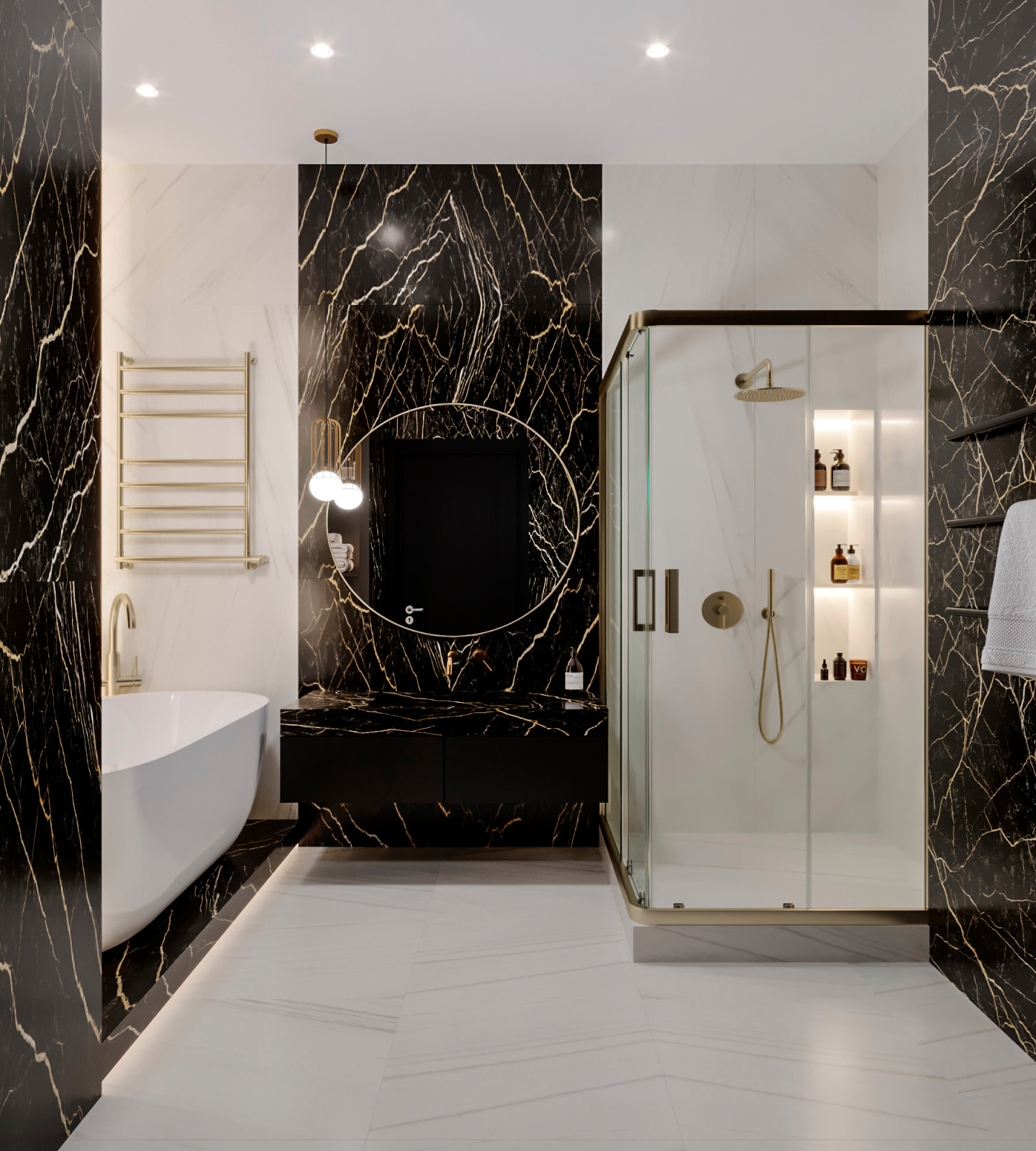 Обложка проекта: Ванная комната в современном стиле с элементами драмы