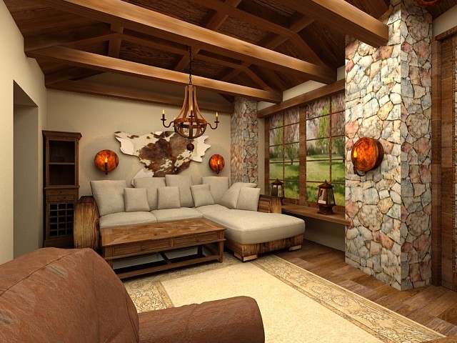 Обложка проекта: пос.Знаменский гостиная в стиле кантри