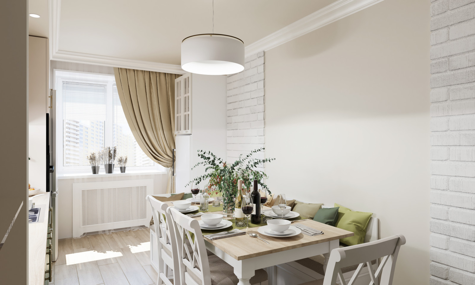 Визуализация кухни и гостиной