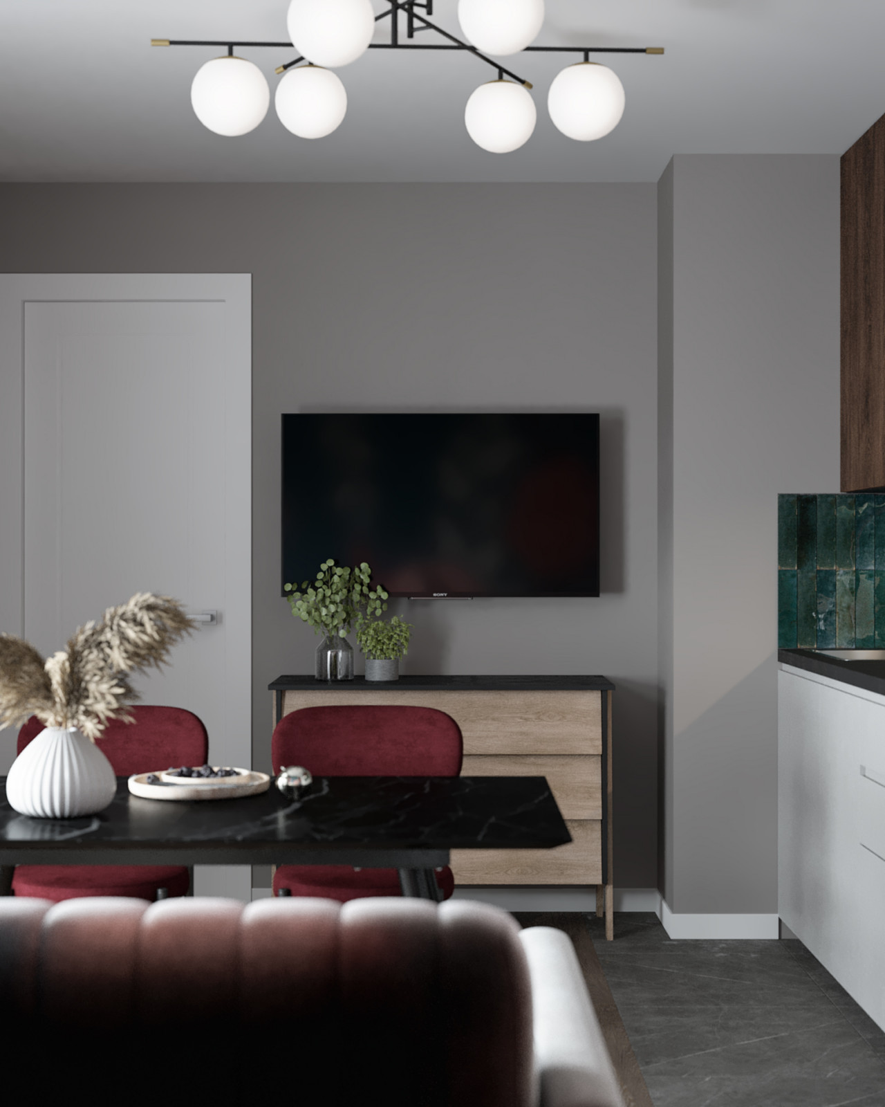 Яркая кухня 12 метров в квартире для молодой девушки