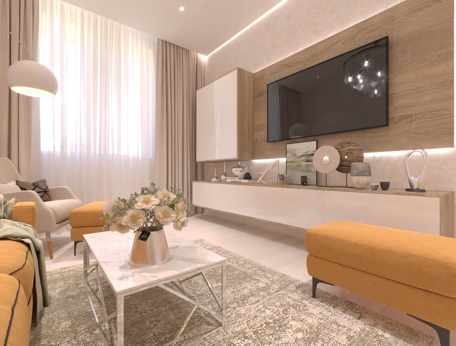 Дизайн-проект  интерьера трехкомнатной квартиры в стиле Контемпорари...