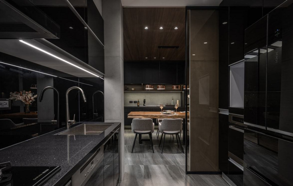 Бархатный уют темных оттенков в брутальном интерьере дома от L DESIGN