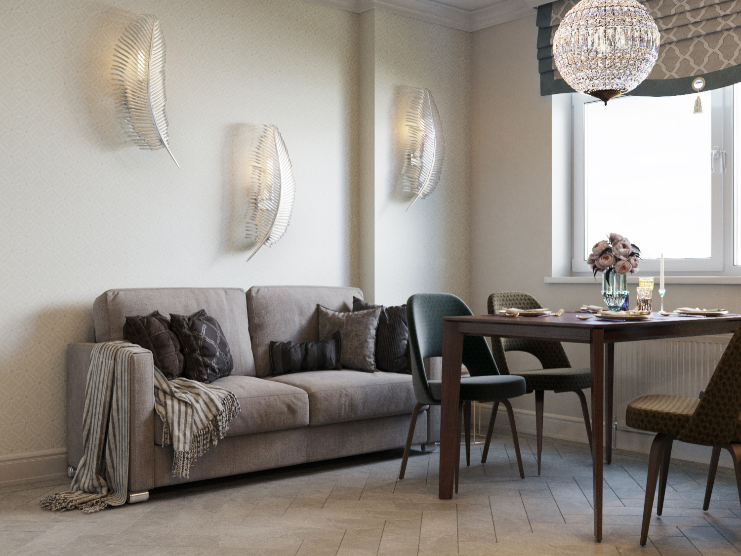 Легкий интерьер с элементами ар-деко