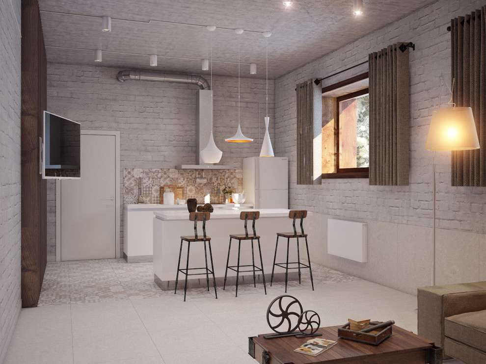 цокольный этаж, кухня-гостиная