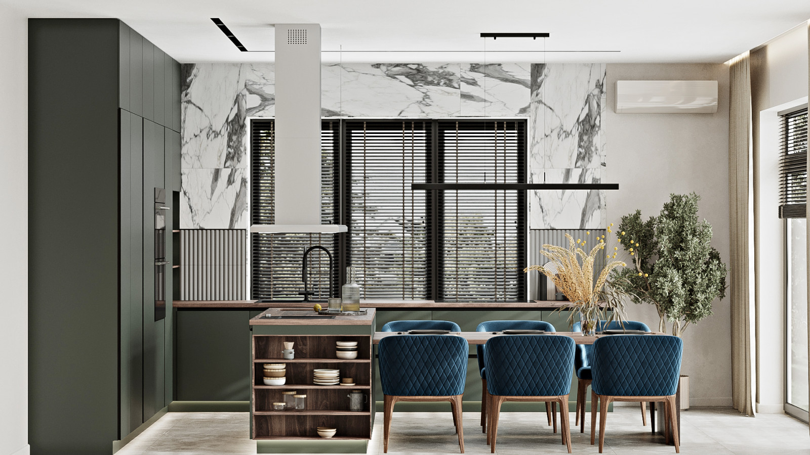 КП Первозванный 1, кухня-гостиная (вариант 3)