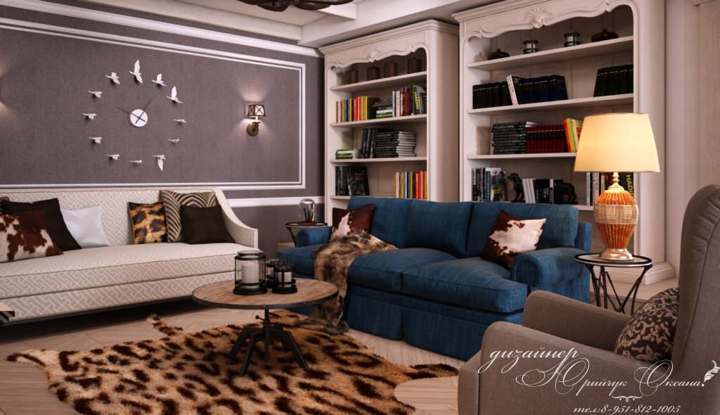 Гостинная в стиле шале