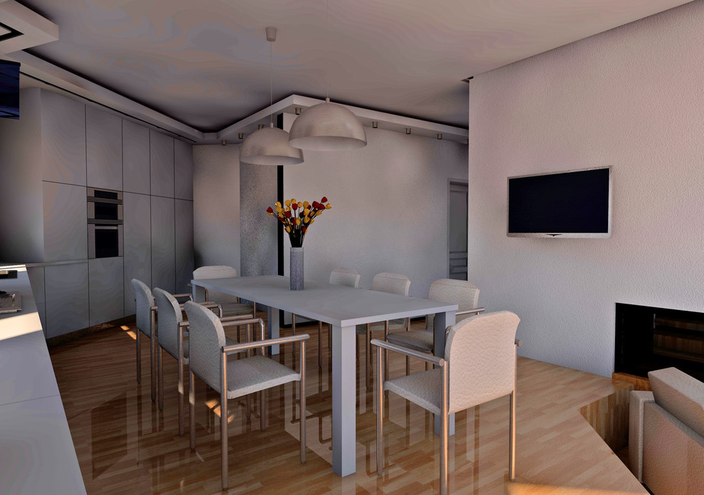 Общее пространство - прихожая, кухня, столовая, гостиная, лестница.