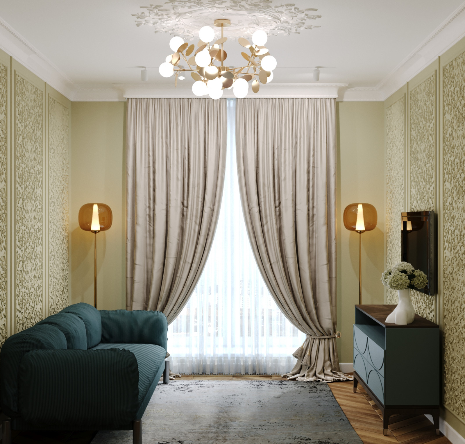 Обложка проекта: Двухкомнатная квартира в неоклассическом стиле