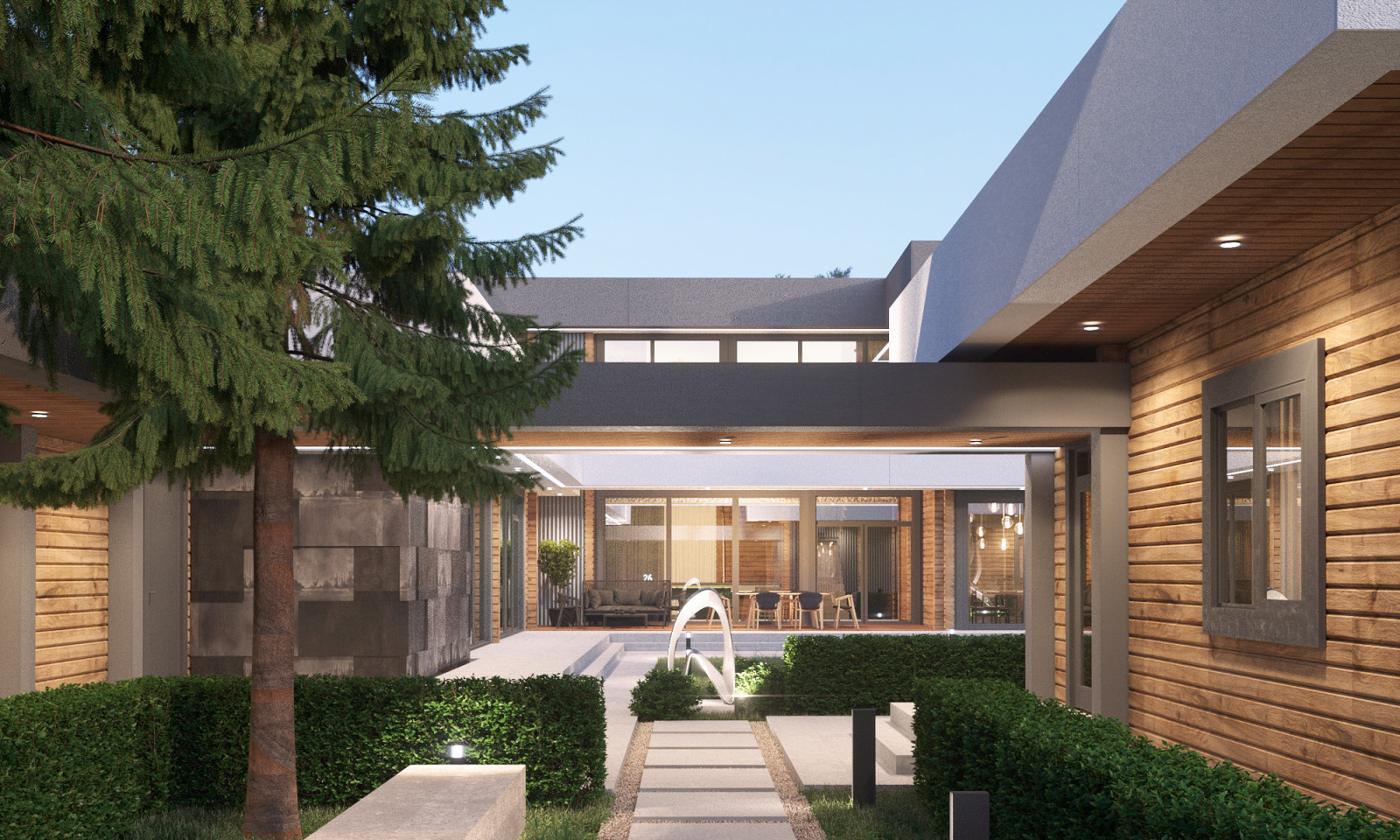 Проект дома из бруса в стиле минимализм