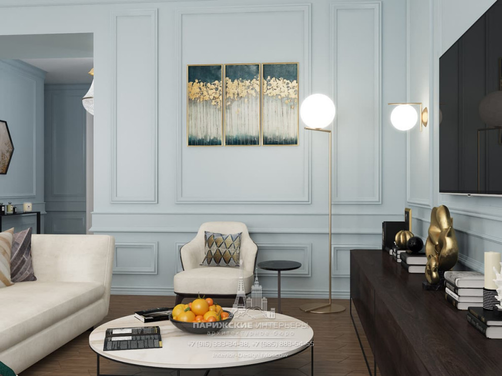 Океанский подарок. Бордовые акценты в московской 3-комнатной квартире