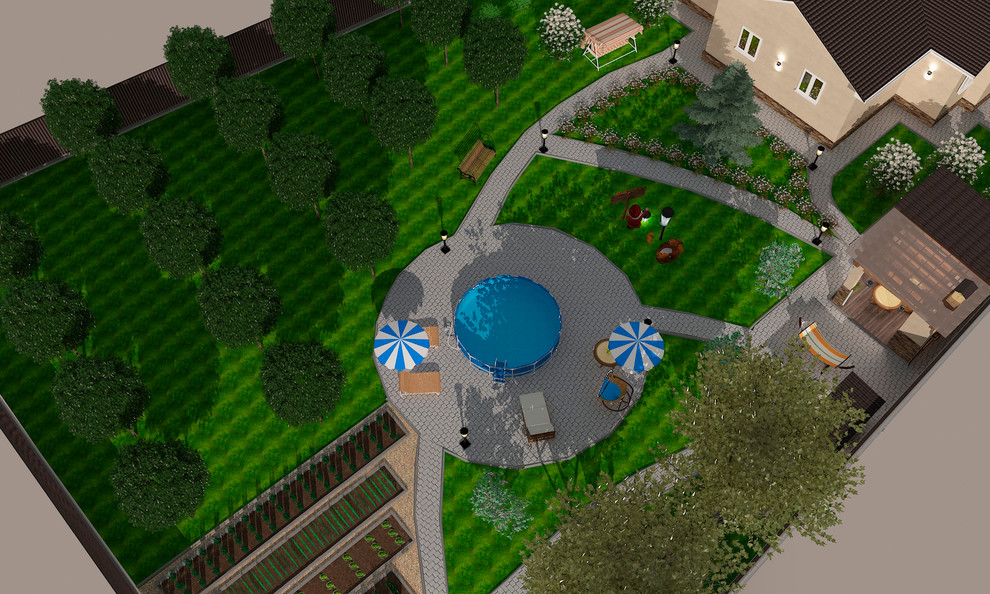 Благоустройство территории частного дома.