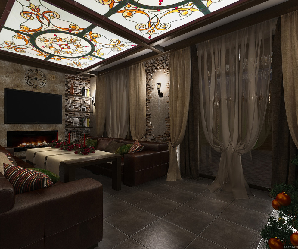 Каминная с витражным потолком