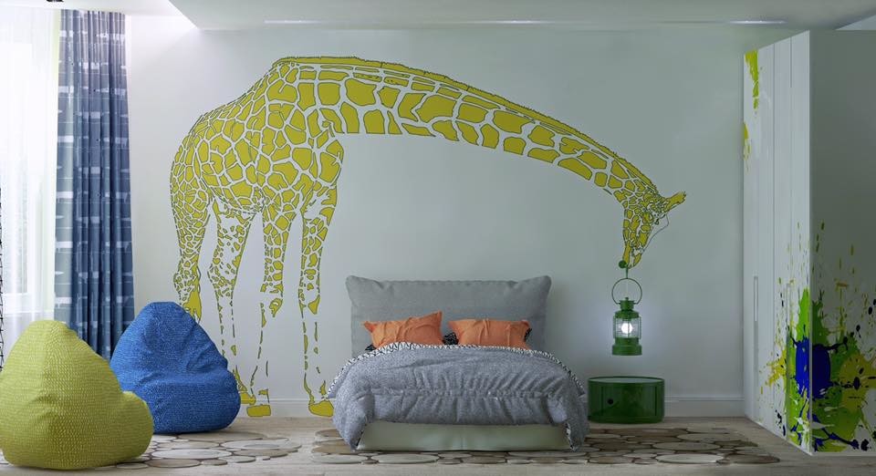 Обложка проекта: Boy child room with giraffe.
