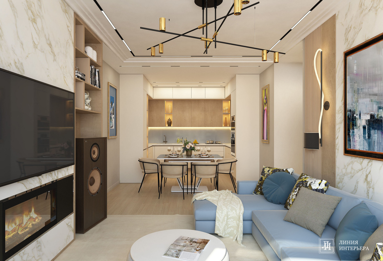 Дизайн интерьера 3-х комнатной квартиры в ЖК Триколор