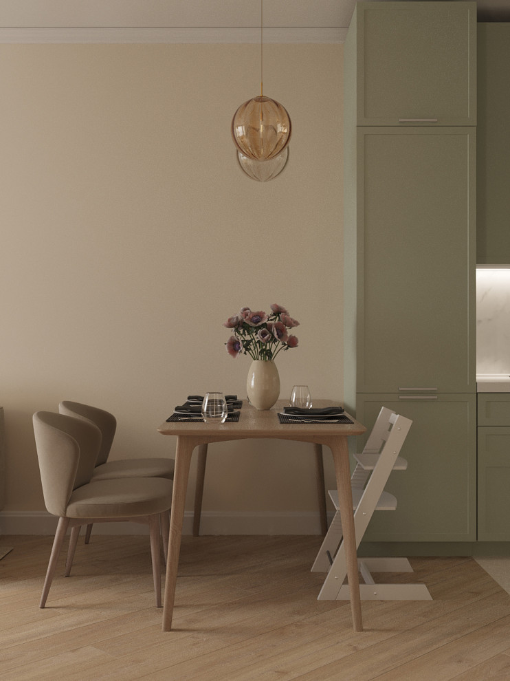 Кухня-гостиная в натуральных тонах